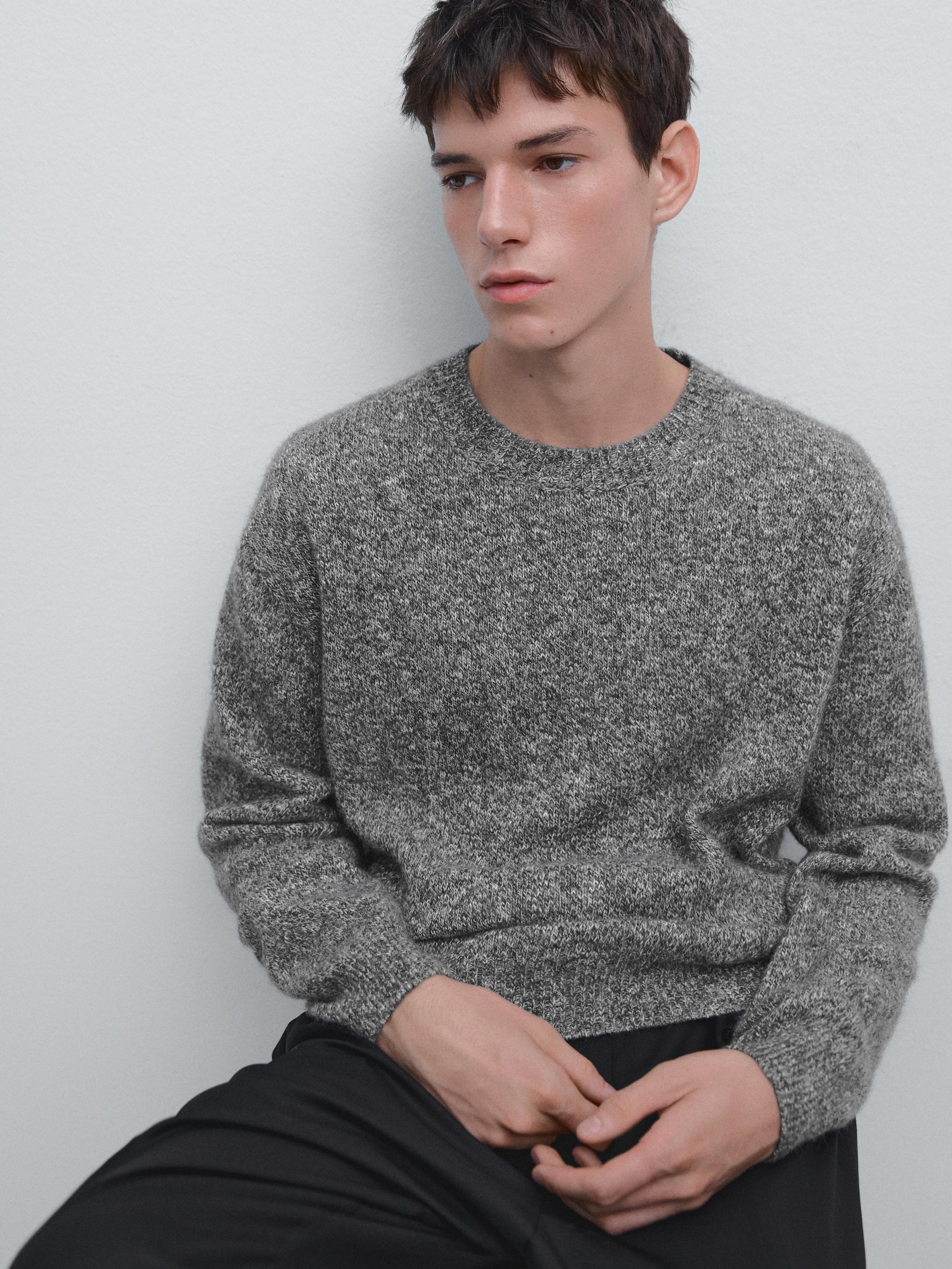 Knit mouliné cotton and wool sweater